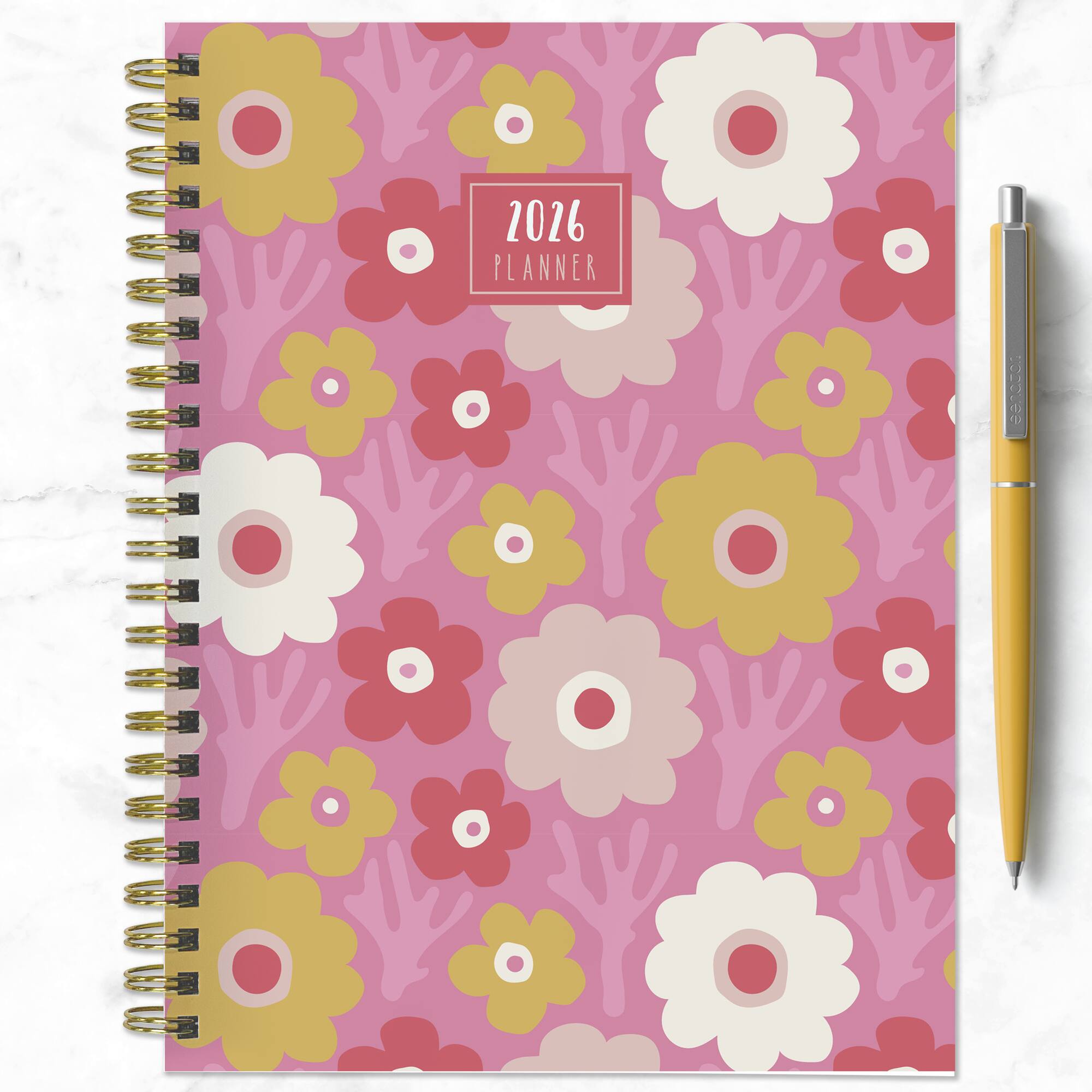 2026 Pink Pretty Petals Medium Weekly Monthly Planner